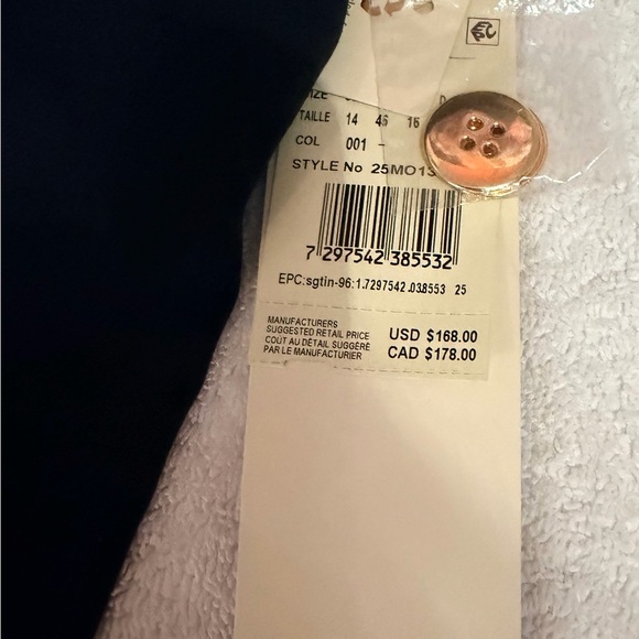 Gottex Navy One-Piece Swimsuit with Chain-Strap and Gold Buttons Luxury - Picture 3 of 10